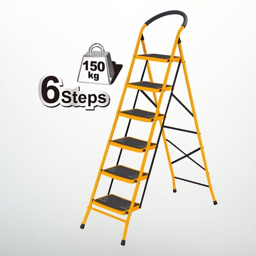 سلم مطبخ 6 درج حديد اصفر شكل كرسي