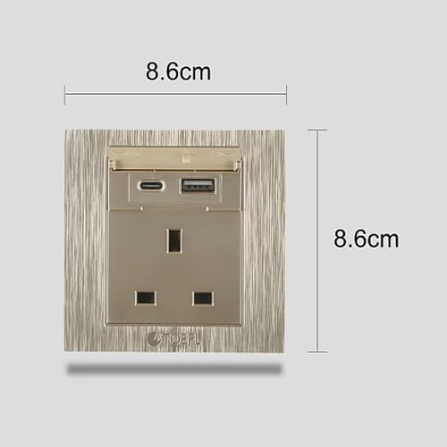 فيش ثلاثي مع منفذ يو اس بي USB مع تايب سي TYPE-C ل...