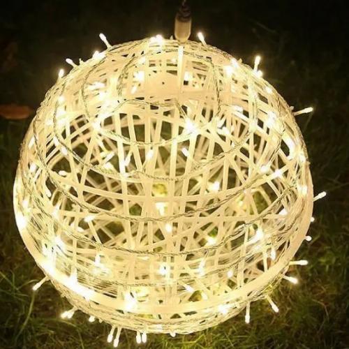 كرة إضاءة ديكورية قطر 20 سم، شفاف لون الانارة اصفر