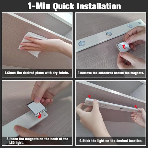 مصباح اضاءة ابيض ليد بمستشعر حركة بطول 40 سم قابل...