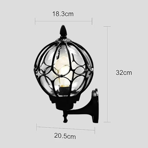 فانوس برمة جداري شبك اسود صغير شفاف