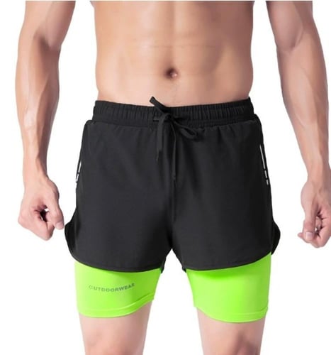 شورت رياضي مزدوج الطبقات مقاس لارج L