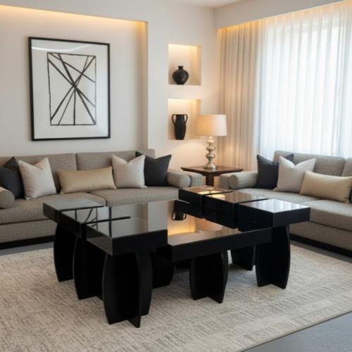 طقم طاولات ضيافة لون اسود