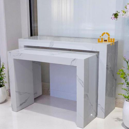 طاولة مدخل بدييل رخام لون ابيض معرق