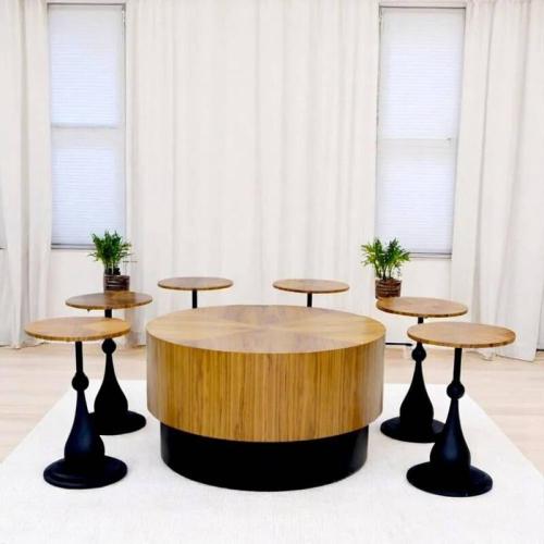 طقم طاولات قشرة جوز مع 6 خدمة