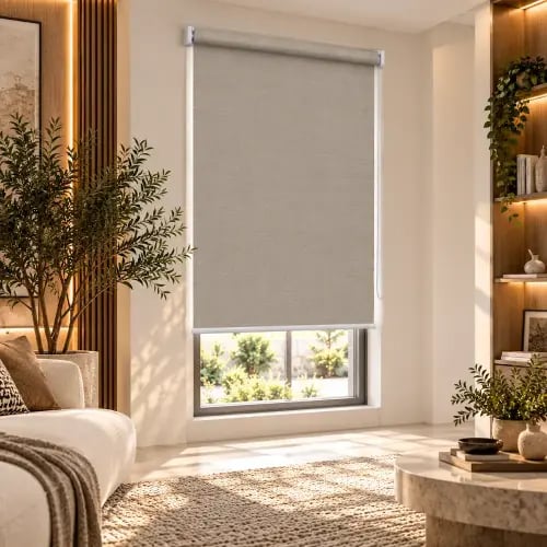 ستارة رول سادة مقاس 180*200 SH208 BEIGE GREY