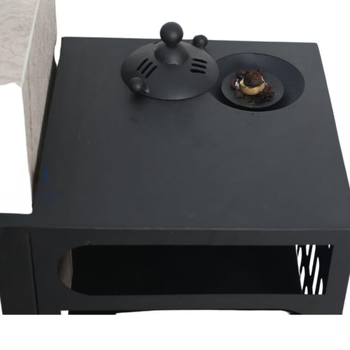 طاولة بلازما بديل رخام وحديد مع دفاية ورفوف ومبخرة