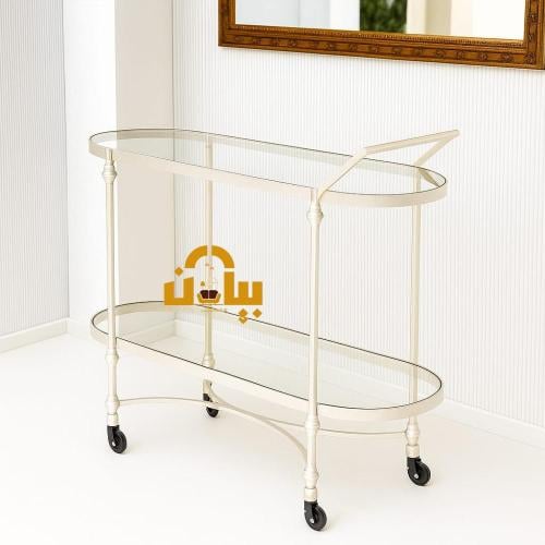 عربية ضيافة ديكور لون شمباني زجاج شفاف