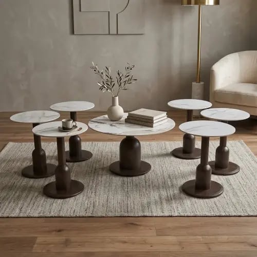طقم شاي سيراميك دائري 1+6 B-1043 WOOD