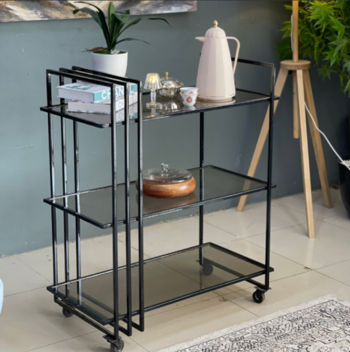 عربية تقديم أسود 3 دور زجاج شفاف