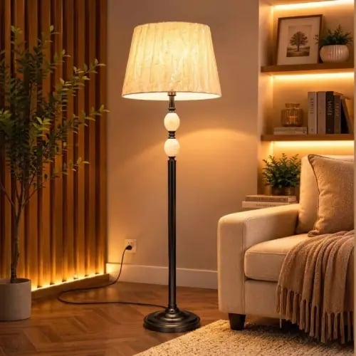مصباح أرضي مودرن OC-F903 ذهبي وأسود وكرات زجاج بيض...