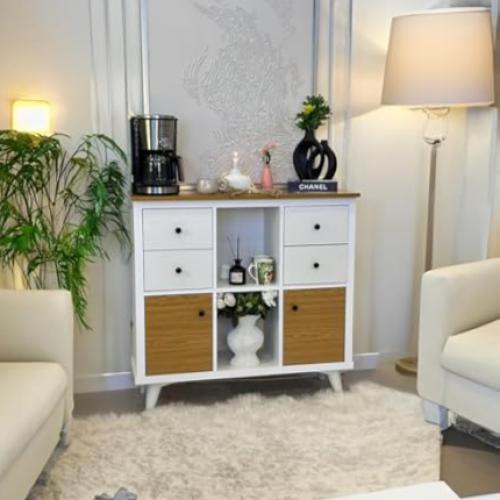 ركن كوفي خشب ابيض بتصميم عصري