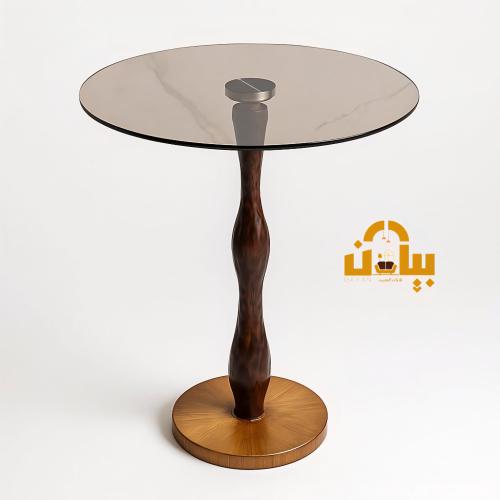 طاولة خدمة دائري ملكي سطح زجاج بني شفاف
