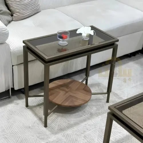 طاولة خدمة مستطيلة باللون النحاسي – تصميم عصري أني...