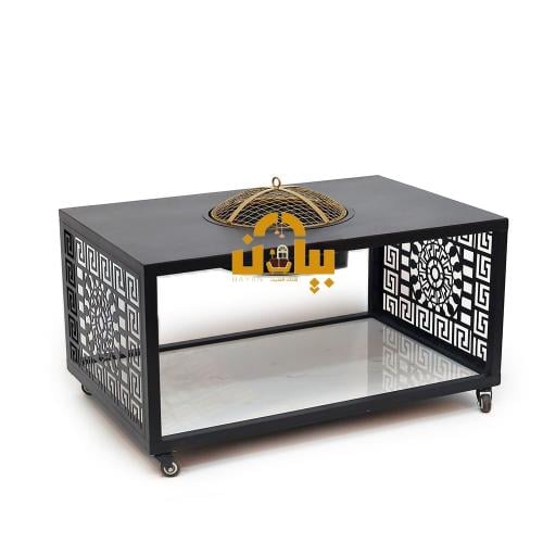 منقل دورين سيراميك وحديد وحديد لون أسود مع ديكور ت...