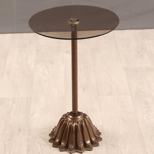 طاولة خدمة السطح زجاج بني والقاعدة رخام صناعي لون...