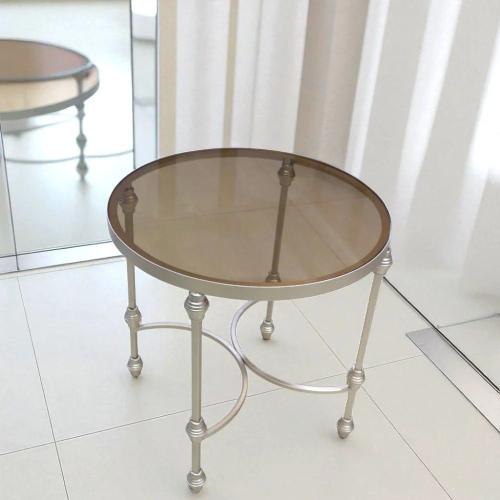 طاولة جانبية ديكور لوزن شمباني (فرن) سطح زجاج بني