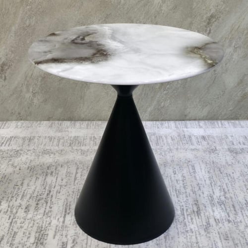 طاولة رخام مفرد مع قاعدة حديد 70٭70