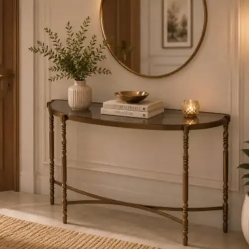 طاولة كونسول للمدخل مودرن باللون النحاسي – 120×35×...