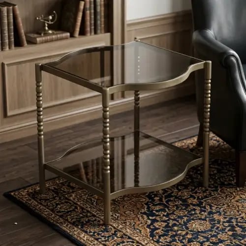 طاولة خدمة مودرن بتصميم مموج لون نحاسي مقاس 60*60س...