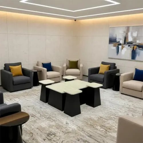 طقم طاولة ضيافة بديل رخام مع 4 خدمة لون أسود – تصم...