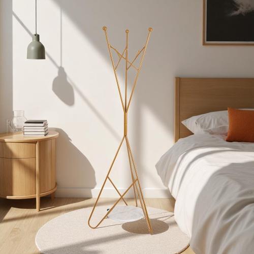 علاق ملابس قواعد حديد لون ذهبي مع رف للبخور