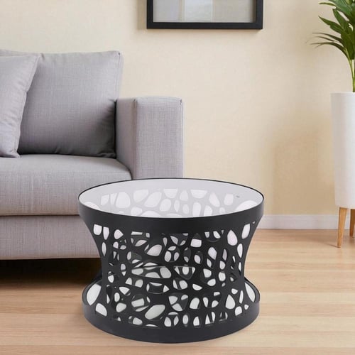 طاولة تقديم لون اسود زجاج لون شفاف