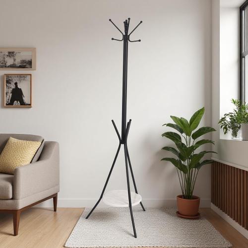 علاق ملابس قواعد حديد لون اسود مع رف للبخور