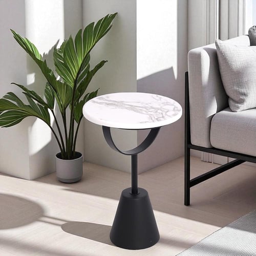 طاولة خدمة القاعدة رخام صناعي لون أسود مع عمود حدي...