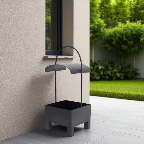 حامل فحم حديد لون اسود مع مسكة يد