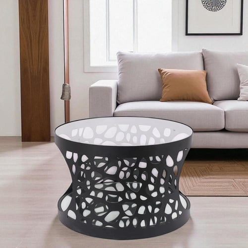 طاولة تقديم لون اسود زجاج لون شفاف