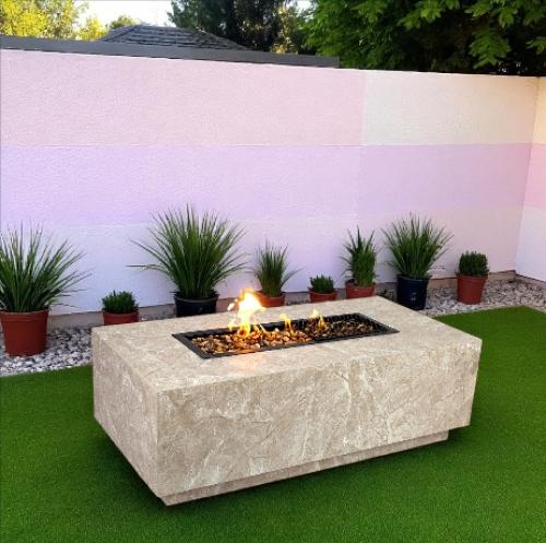 منقل غاز وحطب مصنوع من بديل الرخام (بديل رخام حجري...