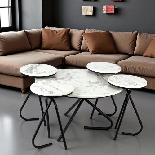 طقم طاولات تقديم 5 قطع مع طاولة كبيرة قواعد حديد ل...