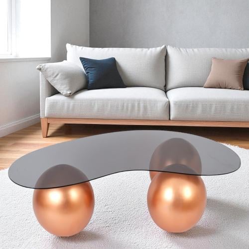 طاولة شكل كرات مصنوعة من رخام صناعي لون ذهبي وسطح...