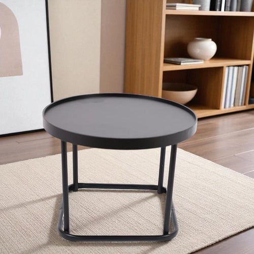 طاولة خدمة ارضي دائرية معدن كامل لون اسود مطفي