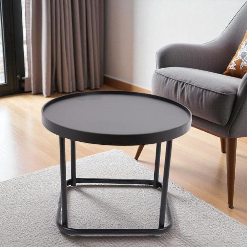 طاولة خدمة ارضي دائرية معدن كامل لون اسود مطفي