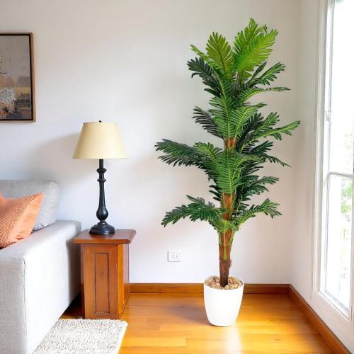 شجر صناعي بمركن لون ابيض