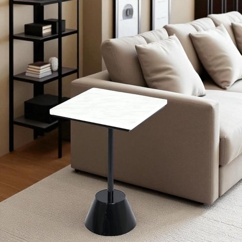 طاولة خدمة شكل مربع القاعدة حديد لون أسود والسطح خ...