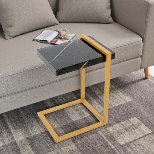 طاولة خدمة جانبية بتصميم حرف C – سطح بديل رخام أسو...