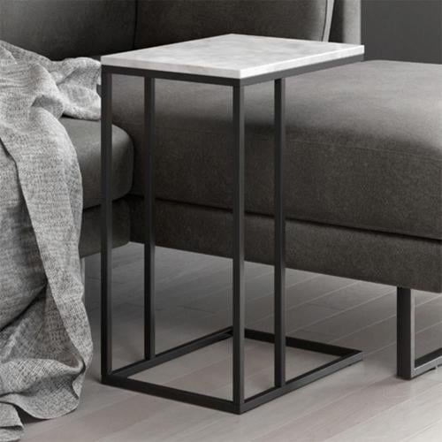 طاولة خدمه خشب أبيض شبيه الرخام - 30 * 40 * 55 سم