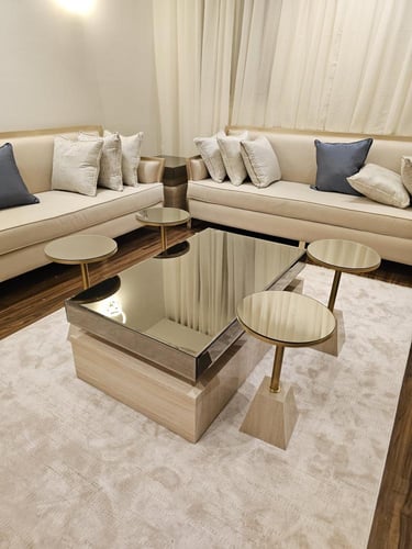 طقم طاولات ضيافة 5 قطع أسطح مرايا وقواعد بديل الرخ...