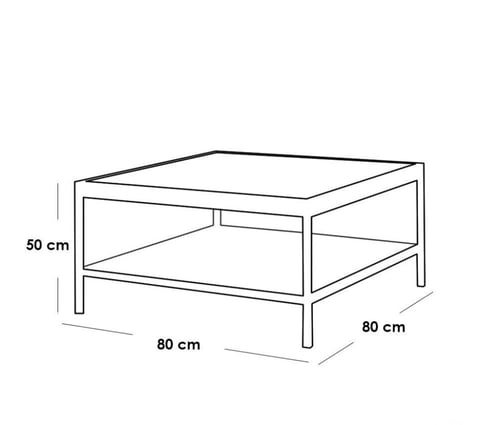 طاولة قهوة مربعة بإطار معدني ذهبي وسطحين من الزجاج...