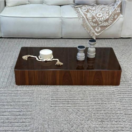 طاولة ضيافة أرضية منخفضة بقشرة جوز الهند وسطح زجاج...