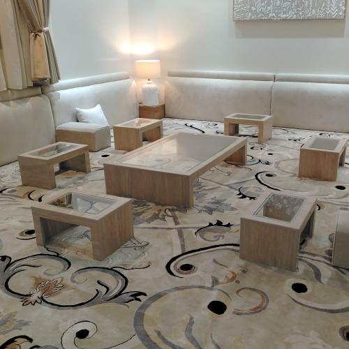 طقم طاولات ارضي خشب طاولة رئيسية + 4 خدمة