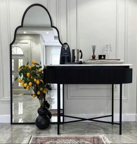 طقم كونسول ومرآة بإطار أسود – عرض 120 سم
