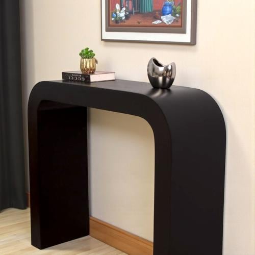 طاولة مدخل كونسول خشبية سوداء بتصميم زوايا منحنية...