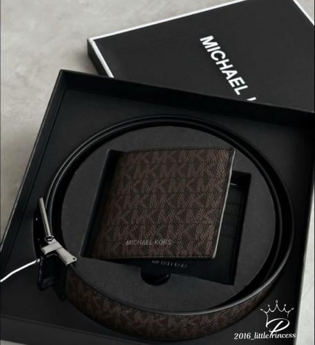 طقم Michael Kors محفظه + حزام (وجهين) رجالي