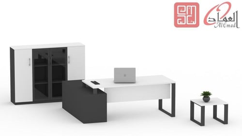 طقم مكتب إداري 180 سم بملحق جانبي ثابت يمين بدولاب...