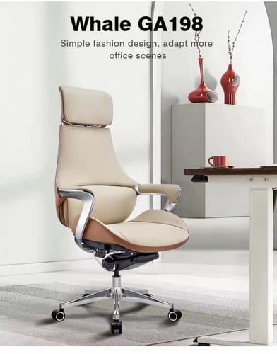 كرسي جلد فاخر متحرك