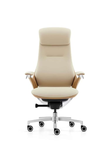 كرسي جلد فاخر متحرك